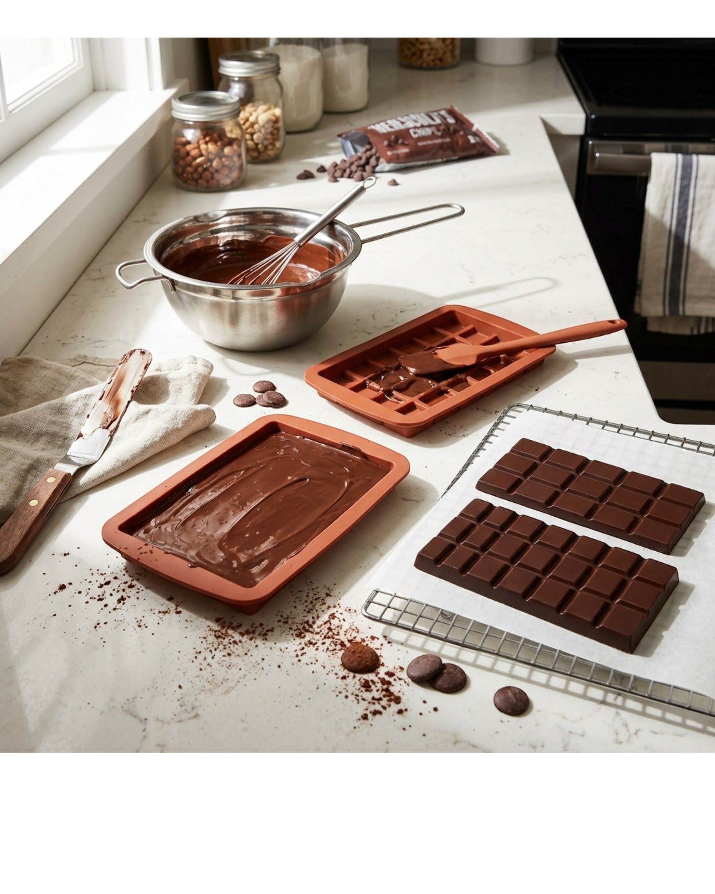 Plumse Silicone Chocolate Bar Molds Terracotta 3 Pack