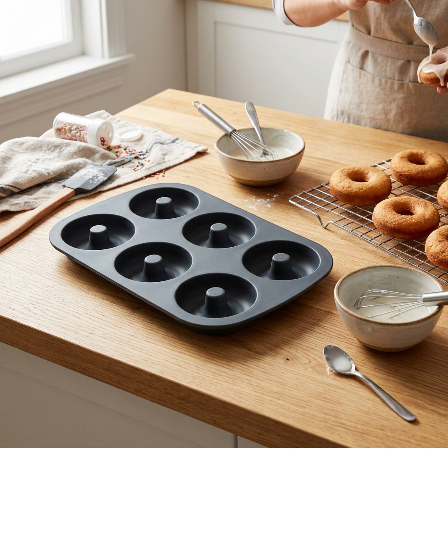 Plumse Silicone Donut Baking Mold Charcoal 6 Cavity
