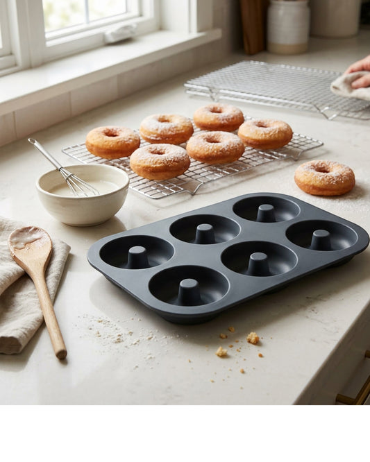 Plumse Silicone Donut Baking Mold Charcoal 6 Cavity