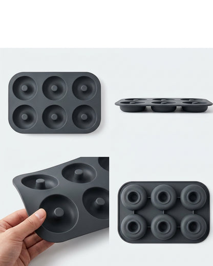 Plumse Silicone Donut Baking Mold Charcoal 6 Cavity