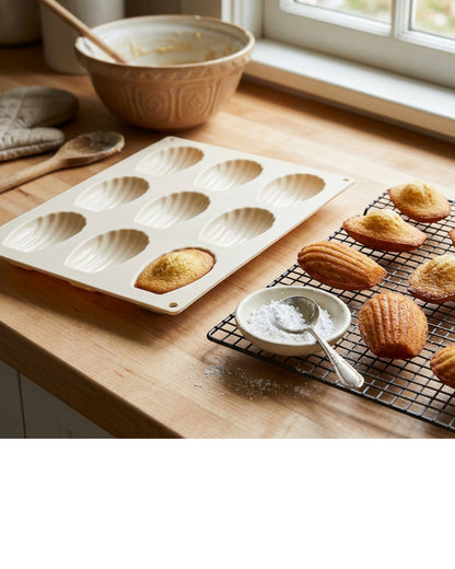 Plumse Silicone Madeleine Baking Mold Cream 9 Cavity