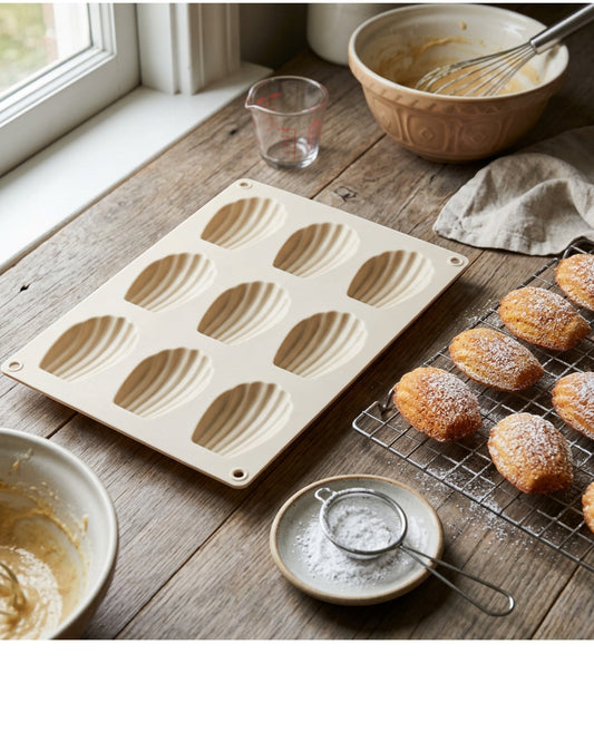 Plumse Silicone Madeleine Baking Mold Cream 9 Cavity