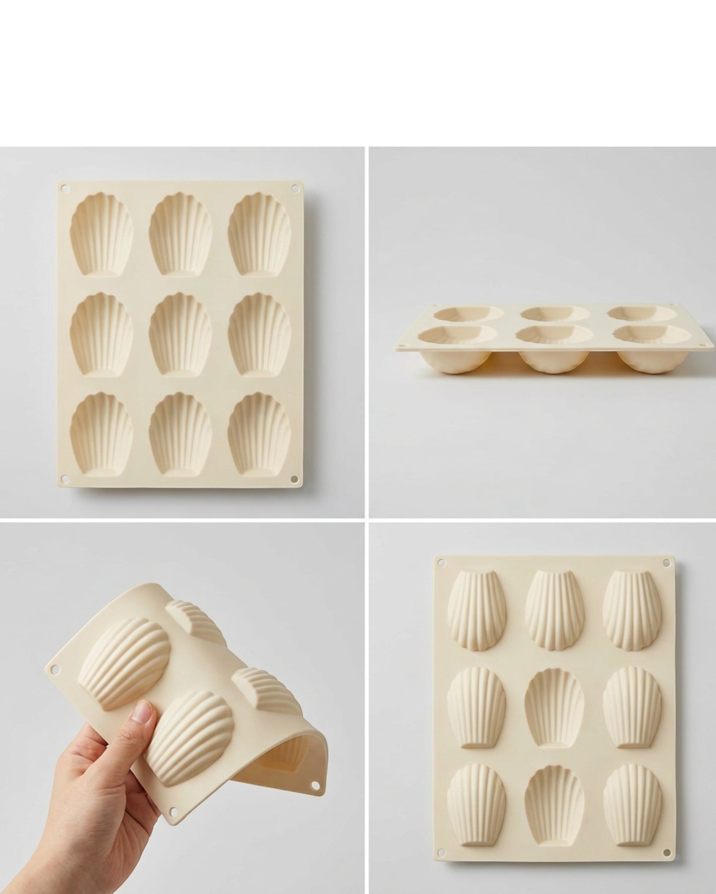 Plumse Silicone Madeleine Baking Mold Cream 9 Cavity