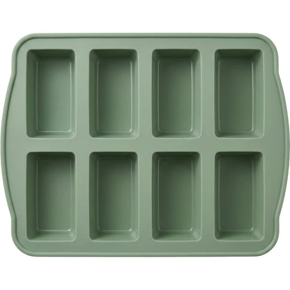 Plumse Silicone Mini Loaf Baking Mold Sage 8 Cavity