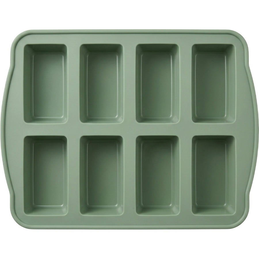 Plumse Silicone Mini Loaf Baking Mold Sage 8 Cavity