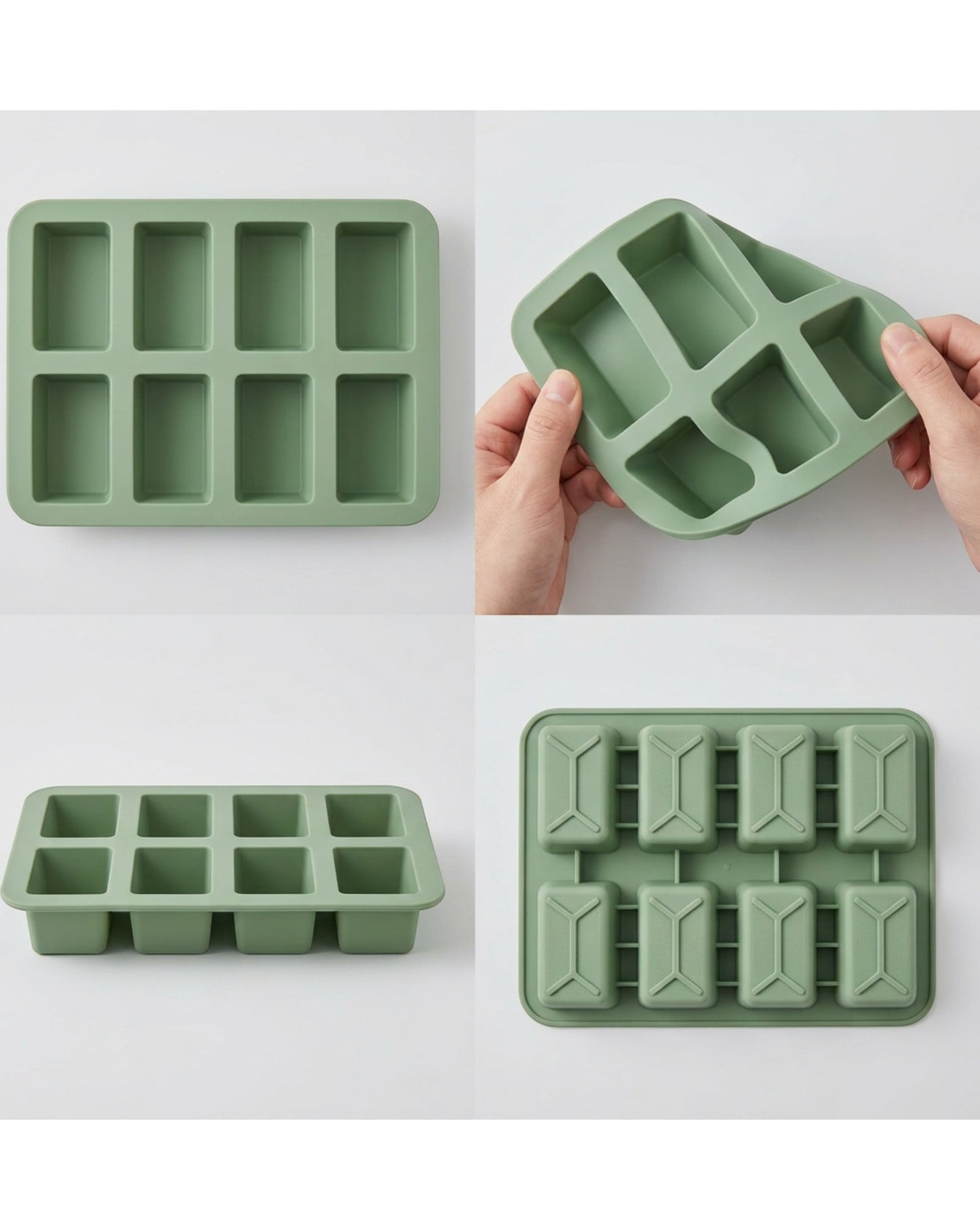 Plumse Silicone Mini Loaf Baking Mold Sage 8 Cavity