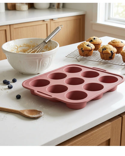 Plumse Silicone Muffin Baking Mold Rose 12 Cavity